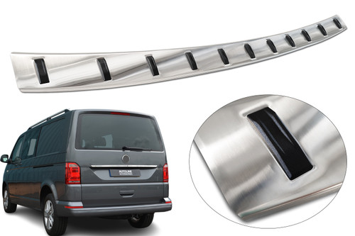 Silver Reinforced Rear Bumper Protector For VW T6 Transporter (2016+) Tailgate