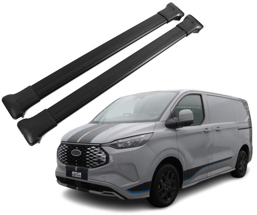 Black Aluminium Cross Bars For Roof Rails To Fit Ford Transit Custom (2024+)