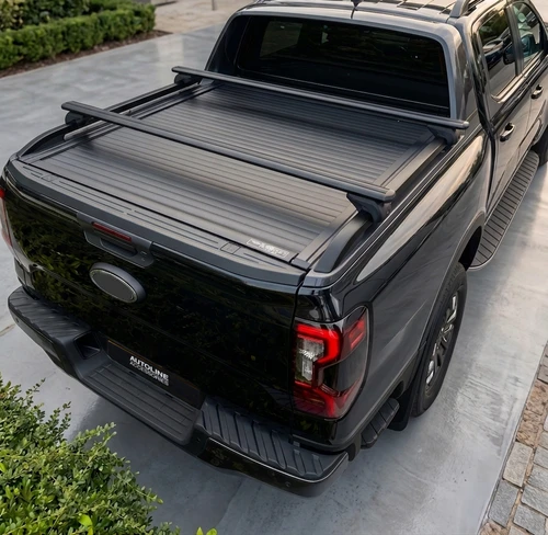 Black Cross Bars For Rear Truck Bed Rails For Ford Ranger (2023+) 75KG Lockable