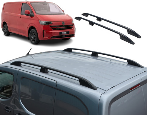 Black Aluminium Roof Rack Rails Side Bars For L1 SWB VW T7 Transporter (2025+)
