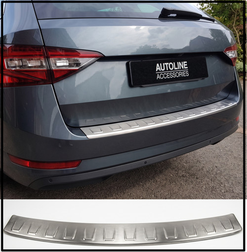 Rear Bumper Protector Guard Brushed Steel To Fit Skoda Superb Estate (2015-2024)