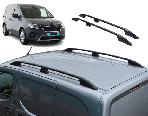 Black Aluminium Roof Rack Rails Side Bars To Fit L1 Renault Kangoo MWB (2022+)