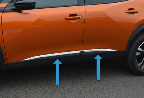 Black Chrome Side Door Streamer Trim Covers To Fit Peugeot 2008 (2020+)