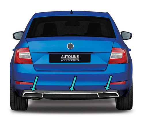 Chrome Rear Bumper Diffuser Trims To Fit Skoda Octavia (2013-2020)
