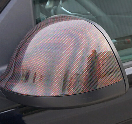 Red Carbon Fibre Wing Mirror Trim Covers For Volkswagen T6 Transporter (2016-24)