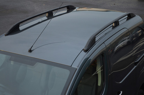Black Aluminium Roof Rack Rails Side Bars Set To Fit Ford Transit Courier (14+)
