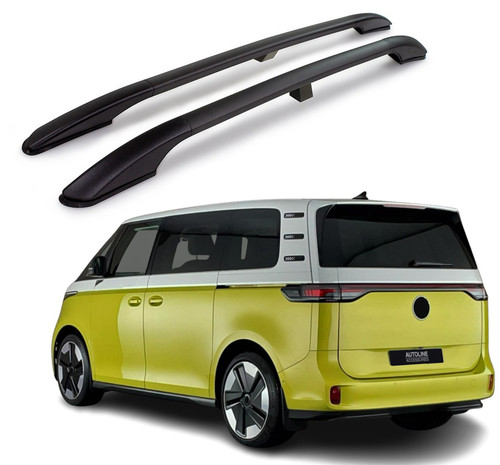 Black Aluminium Roof Rack Rails Side Bars For SWB L1 Volkswagen ID. Buzz (2022+)