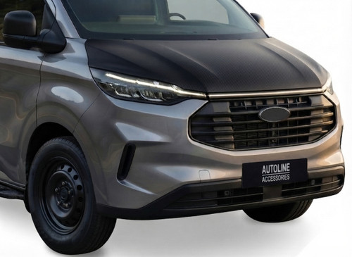 For Ford Transit Custom (2024+): Carbon Fibre Effect Bonnet Bra Protector Guard