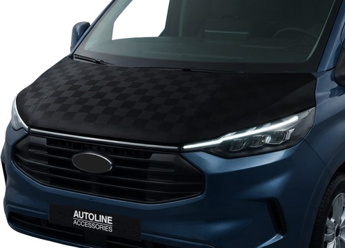 For Ford Transit Custom (2024+): Black Chequered Bonnet Bra Protector