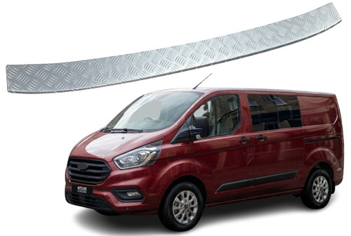 For Ford Transit Custom (2012-22): Silver Anodised Rear Bumper Protector Guard