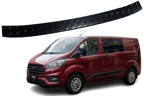 For Ford Transit Custom (2012-22): Black Anodised Rear Bumper Protector Guard