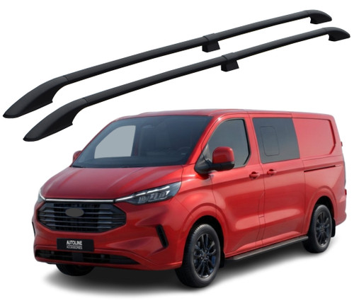 Black Aluminium Roof Bars Side Rails To Fit L1 SWB Ford Transit Custom (2024+)