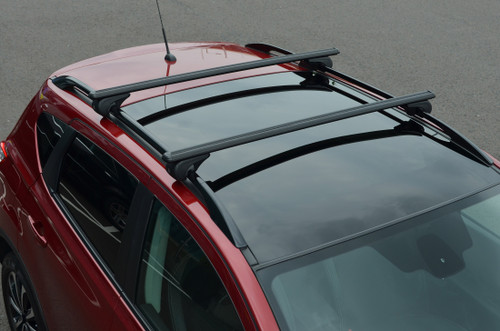 Black Cross Bars For Roof Rails To Fit Fiat Panda (2003-11) 75KG Lockable
