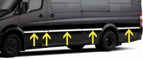 Chrome Side Door Trim Set Covers To Fit Mercedes-Benz Sprinter MWB (06+)