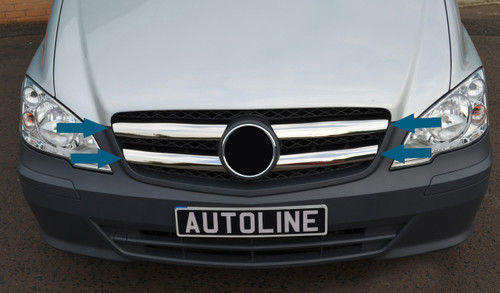 Chrome Grille Accent Trim Set Covers  To Fit Mercedes-Benz Vito W639 (2010-14)