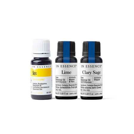 InEssence Sore Throat Bundle_Therapeutics Immune 10mL_Lime Clary Sage 8mL_Pure Essential Oils_8891302