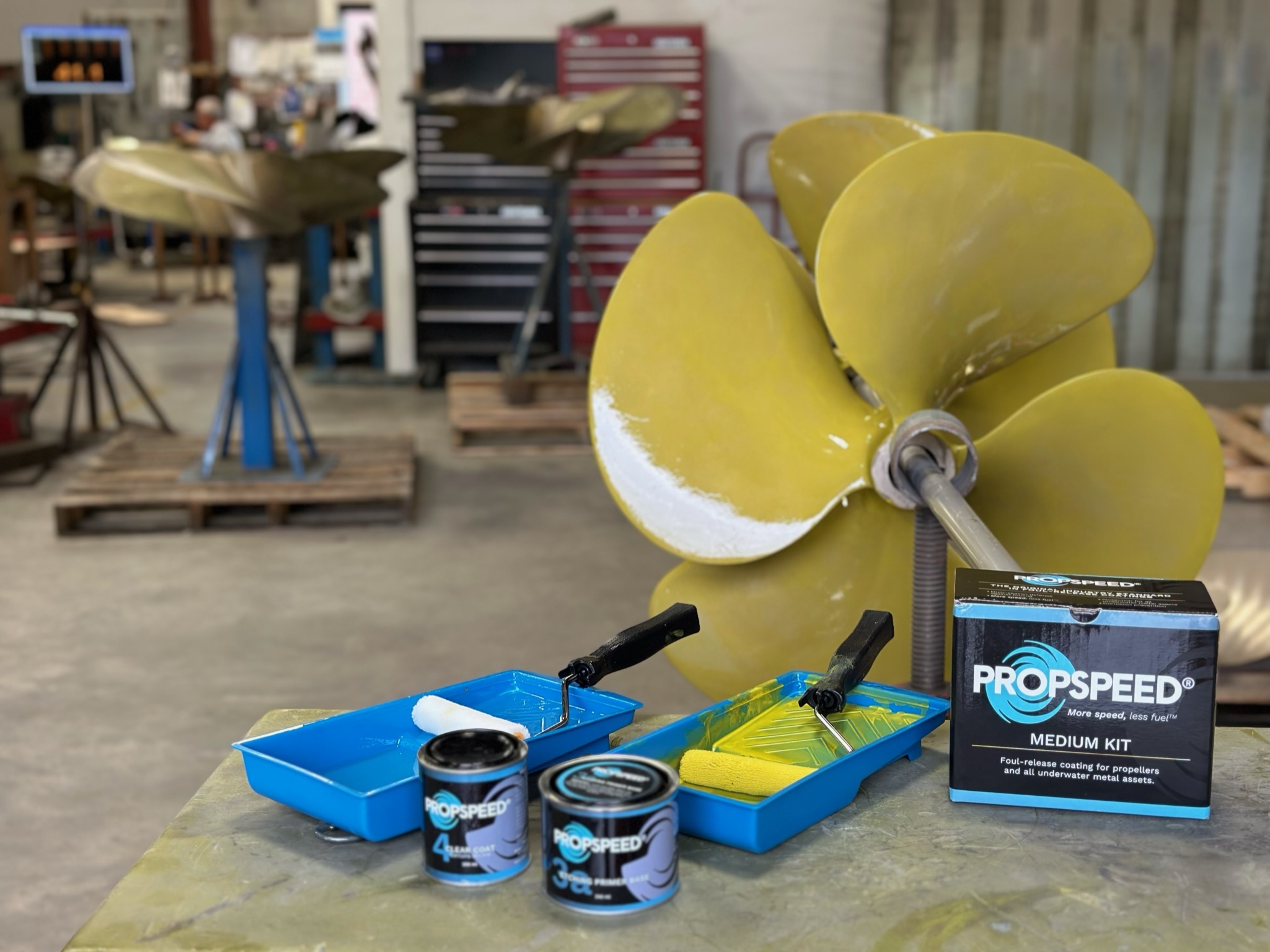 Propspeed Application Kit in use - roller tray and handle