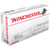 Winchester USA Pistol Ammo 40 S&W 180 gr. Jacketed HP 50 rd.
