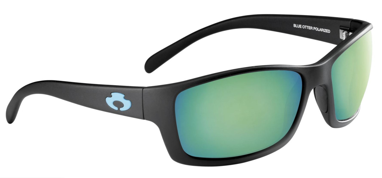 Blue Otter Oconee Polarized Sunglasses, Matte Black/Deep Green