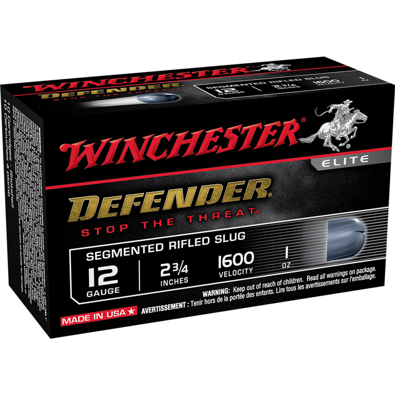 Winchester Defender Load 12 Ga 2.75" 1oz. 3-150 Grain Pieces Shot 10 Round