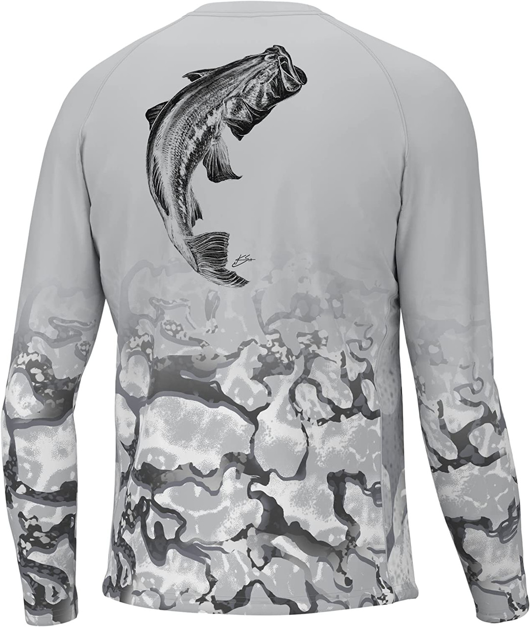 Huk Men's Inside Reef Fish Fade Pursuit - Harbor Mist - Large