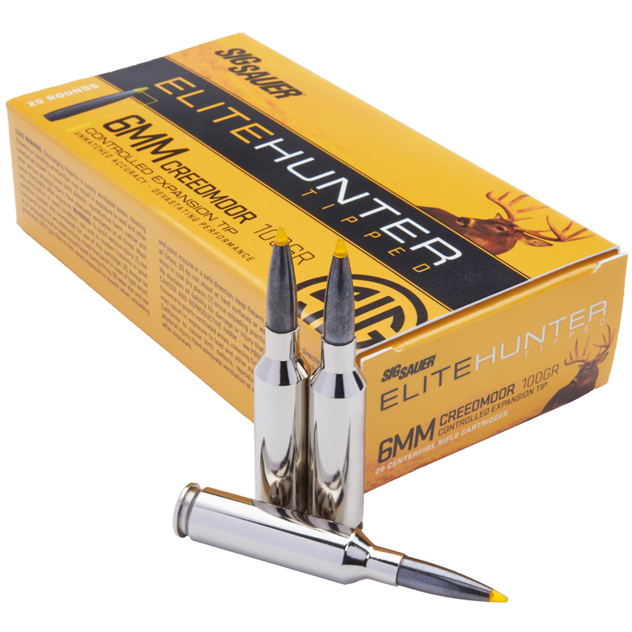 Sig Sauer Elite Tipped Hunting Rifle Ammo 6mm Creedmoor 100 gr. CET 20 rd.
