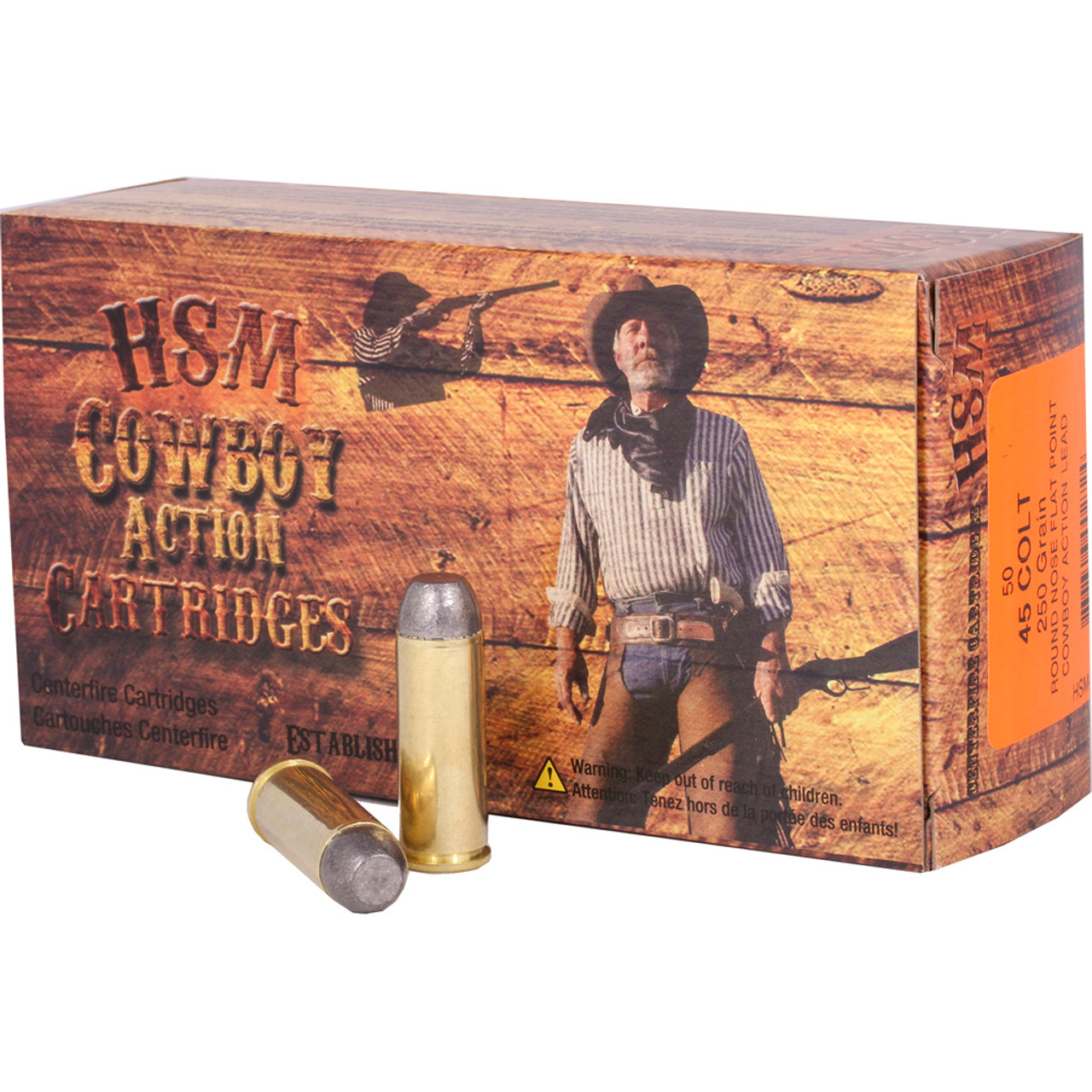 HSM Cowboy Action Handgun Ammunition 45 Colt 250 gr. 50 rd.