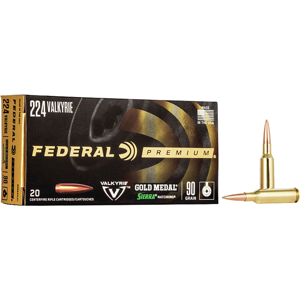 Federal Gold Medal Rifle Ammo 224 Valkyrie 90 gr. Sierra Matchking BTHP 20 rd.