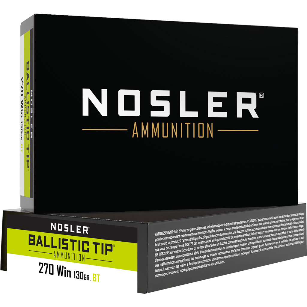 Nosler Ballistic Tip Rifle Ammunition 270 Win. 130 gr. BT SP 20 rd.