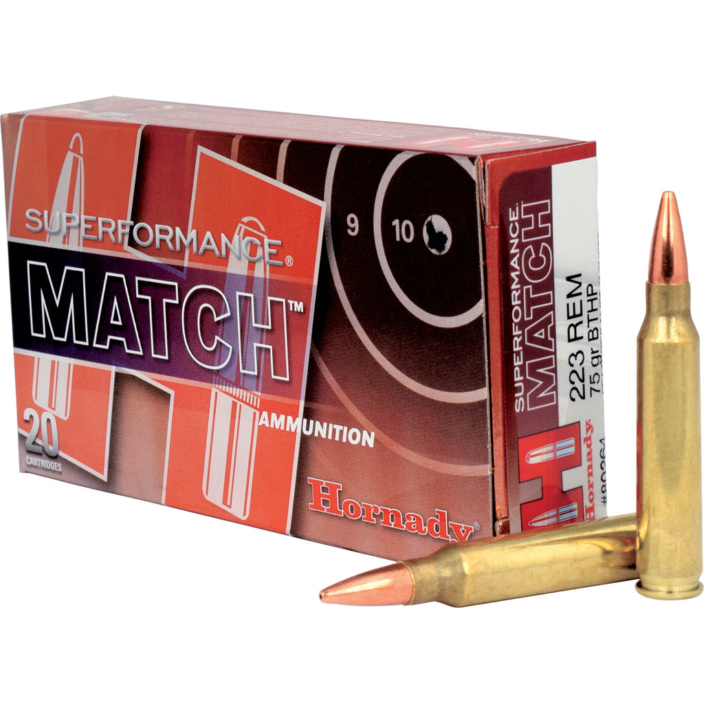Hornady Superformance Match Rifle Ammo 223 Rem 75 gr. BT Hollow Point Match 20 rd.