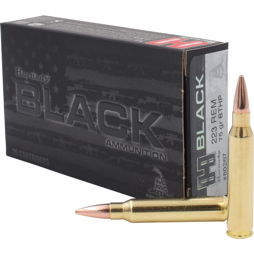 Hornady Black Rifle Ammo 223 Rem. 75 gr. BTHP Match Black 20 rd.