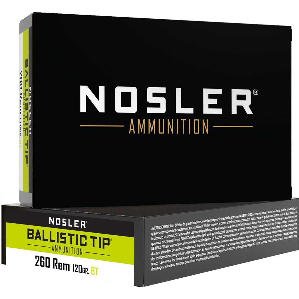 Nosler Ballistic Tip Rifle Ammunition 260 Rem. 120 gr. BT SP 20 rd.