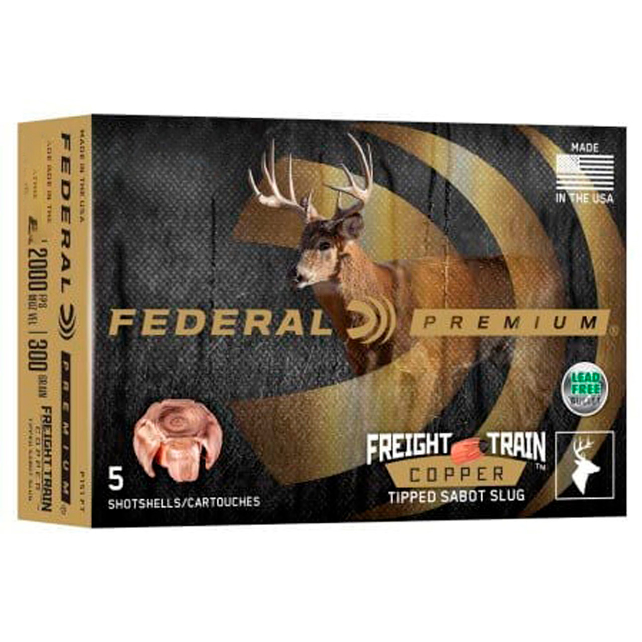Federal Premium Freight Train Copper Sabot Slugs 12 ga. 2 3/4 in. 300 gr. 5 rd.