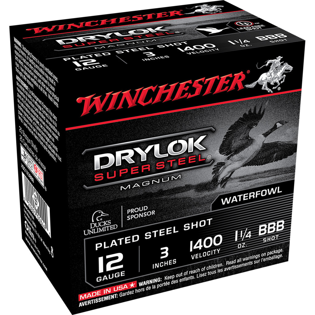 Winchester Drylok Magnum Plated Load 12 ga. 3 in. 1 1/4 oz. BBB Shot 25 rd.