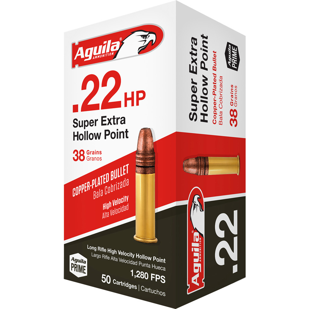 Aguila Standard High Velocity Rimfire Ammo 22 LR. 38 gr. HV HP 50 rd.