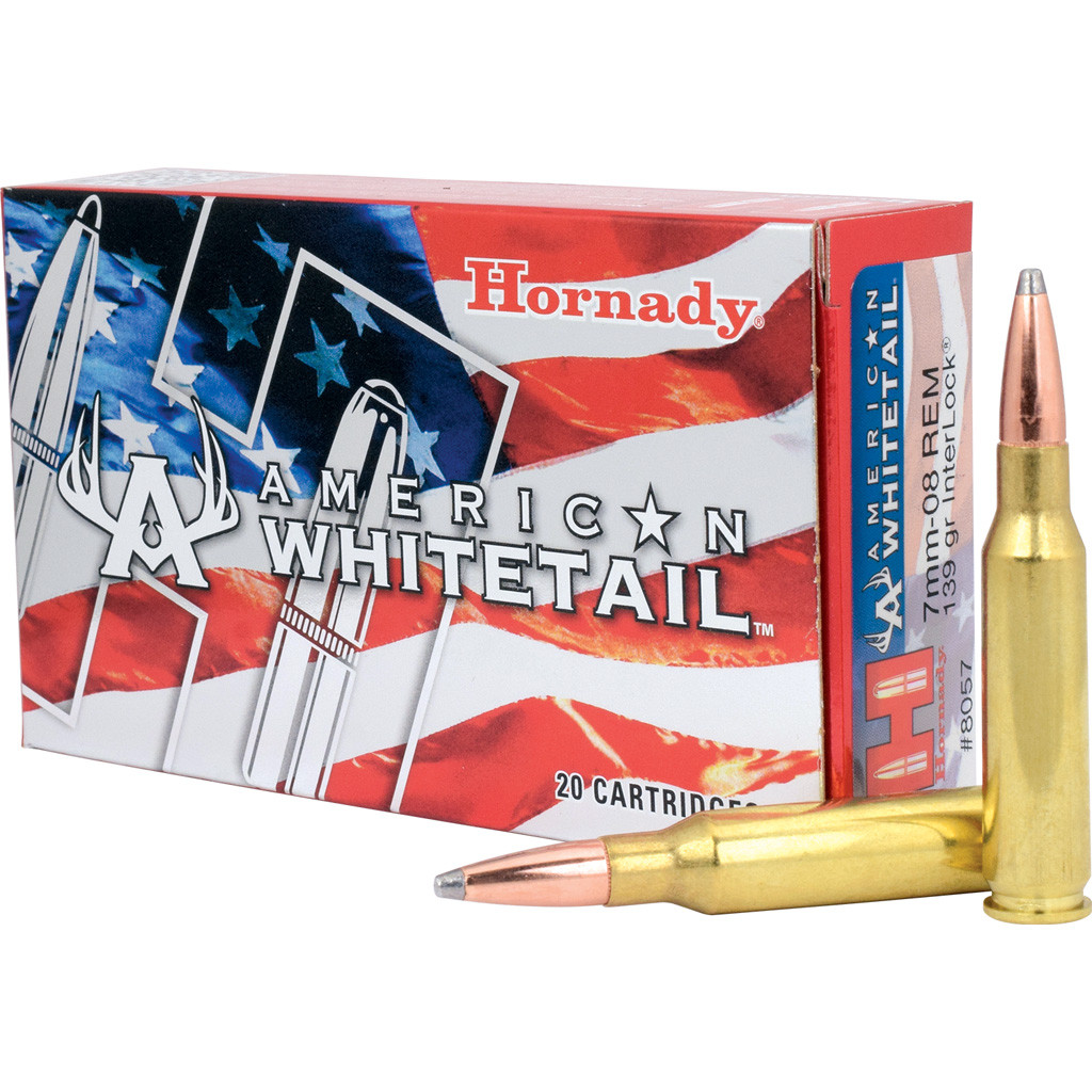 Hornady American Whitetail Rifle Ammo 7mm-08 Rem 139 gr. InterLock Spire Point 20 rd.