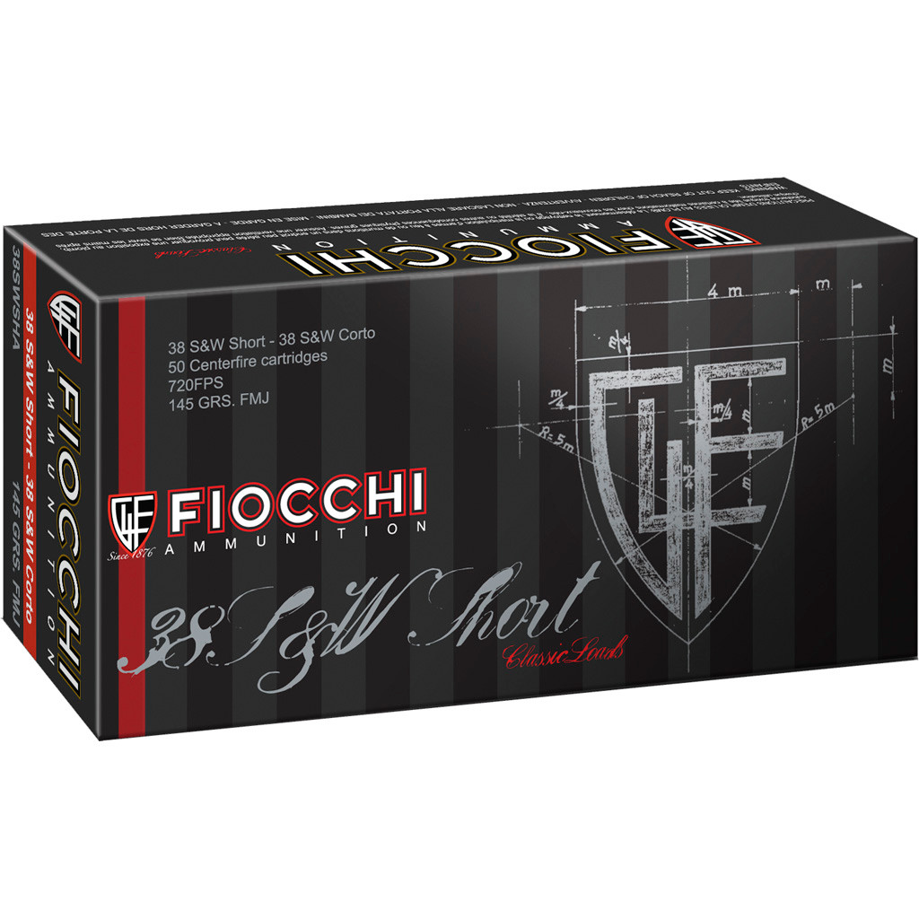 Fiocchi Specialty Centerfire Handgun Ammo 38 S&W Short 145 gr. FMJ 50 rd.