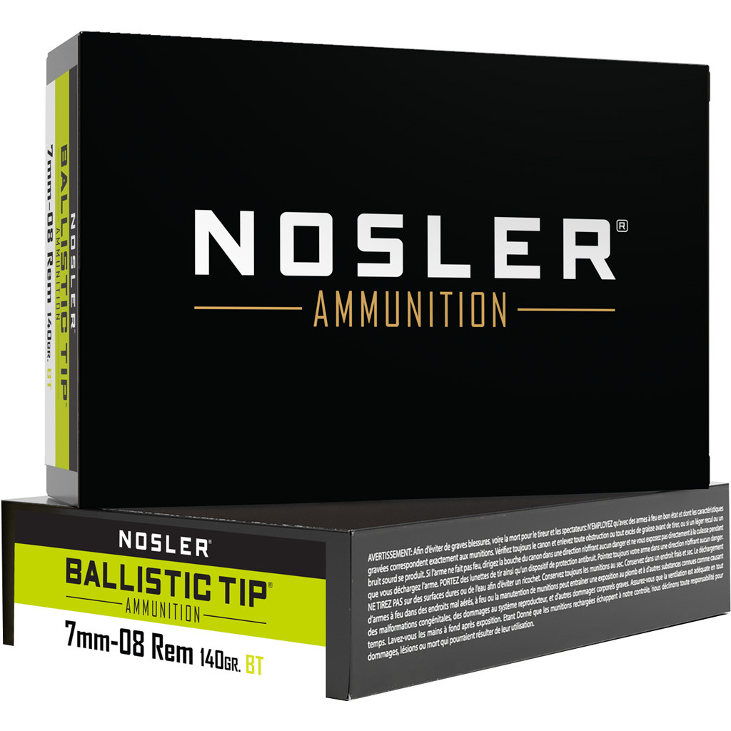Nosler Ballistic Tip Rifle Ammunition 7mm-08 Rem. 140 gr. BT SP 20 rd.