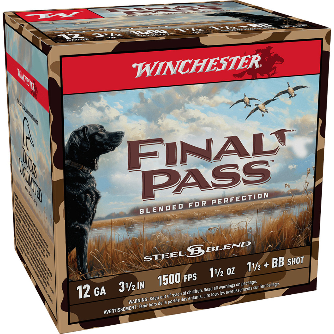 Winchester Final Pass Shotgun Ammo 12 ga. 3 in. 1 1/2 oz. BB & 1.5 Blend 25 rd.