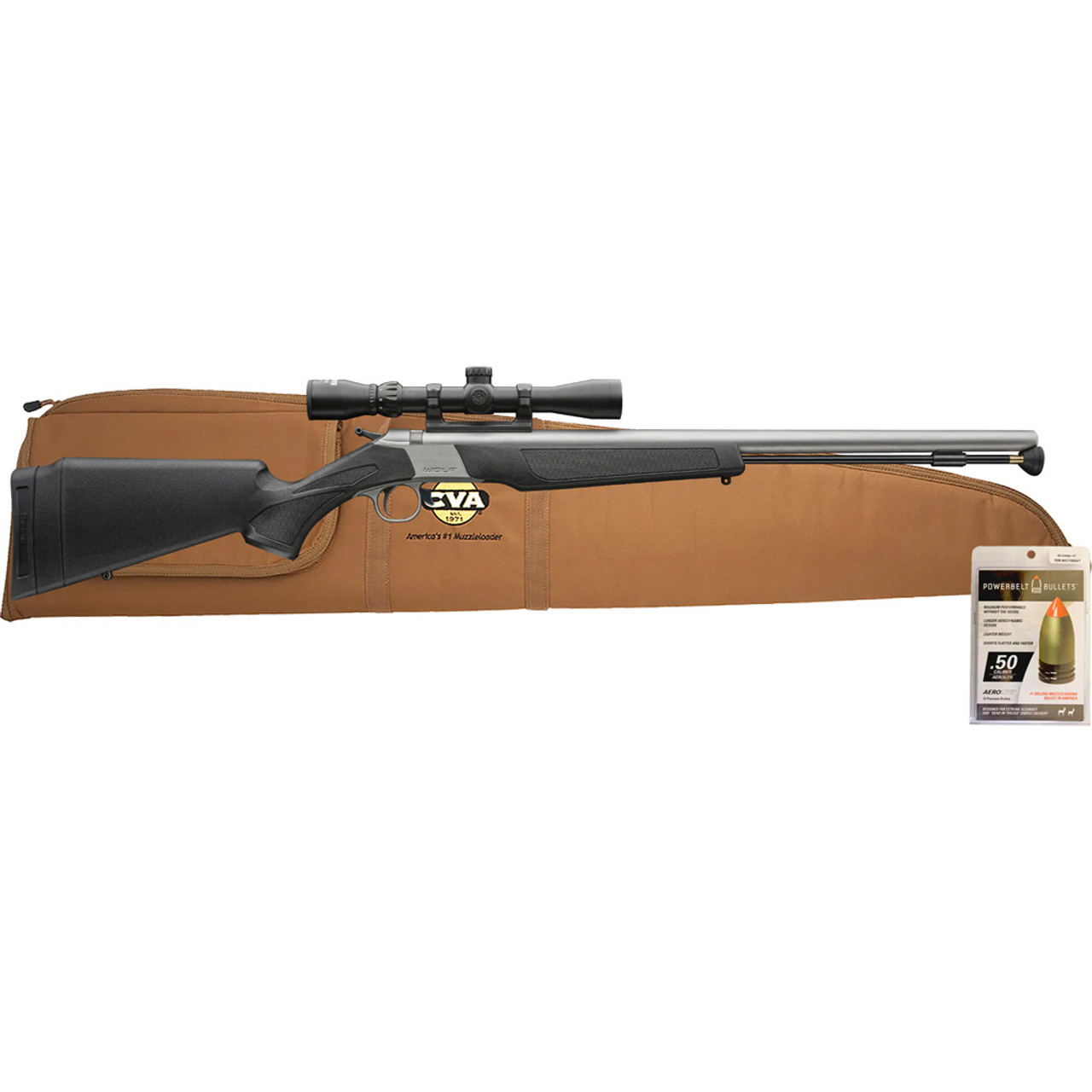 CVA Wolf V2 Muzzleloader Package 50 cal. 24 in. Stainless/Black w/ Scope