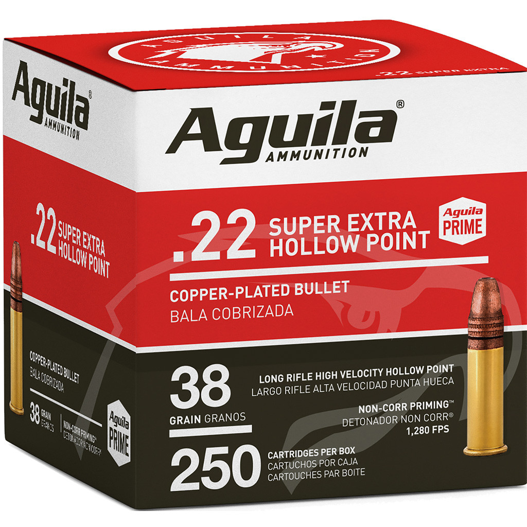 Aguila Standard High Velocity Rimfire Ammo 22 LR. 38 gr. HV HP 250 rd.