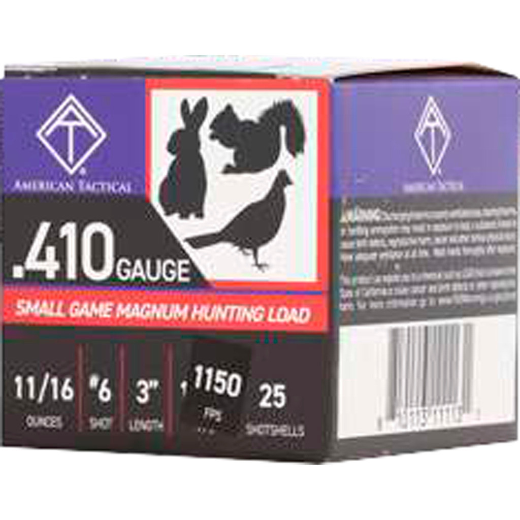ATI Hunting Shotgun Ammo 410 ga. 6 Shot 11/16 Oz. 25 rds