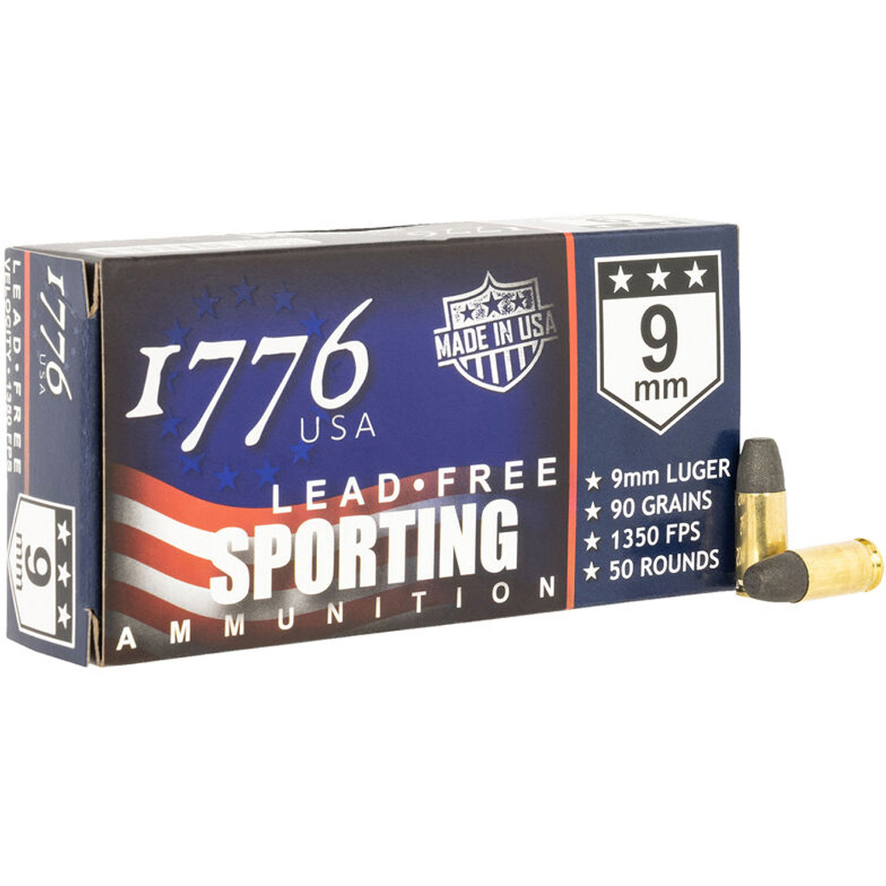 1776 USA Lead Free Sporting Pistol Ammo 9mm 90 gr. LFB 50 rd.