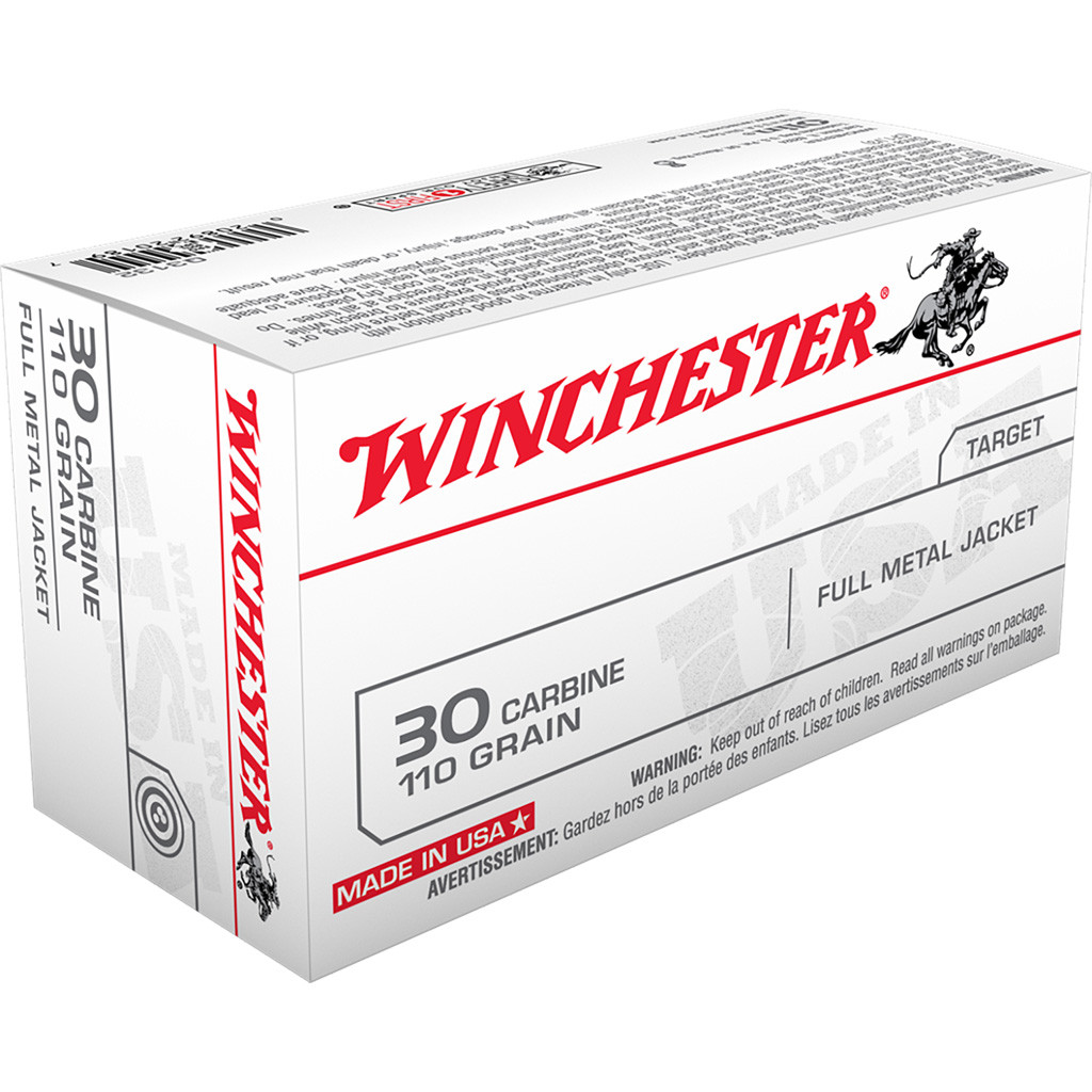 Winchester USA Rifle Ammo 30 Carbine 110 gr. FMJ 50 rd.