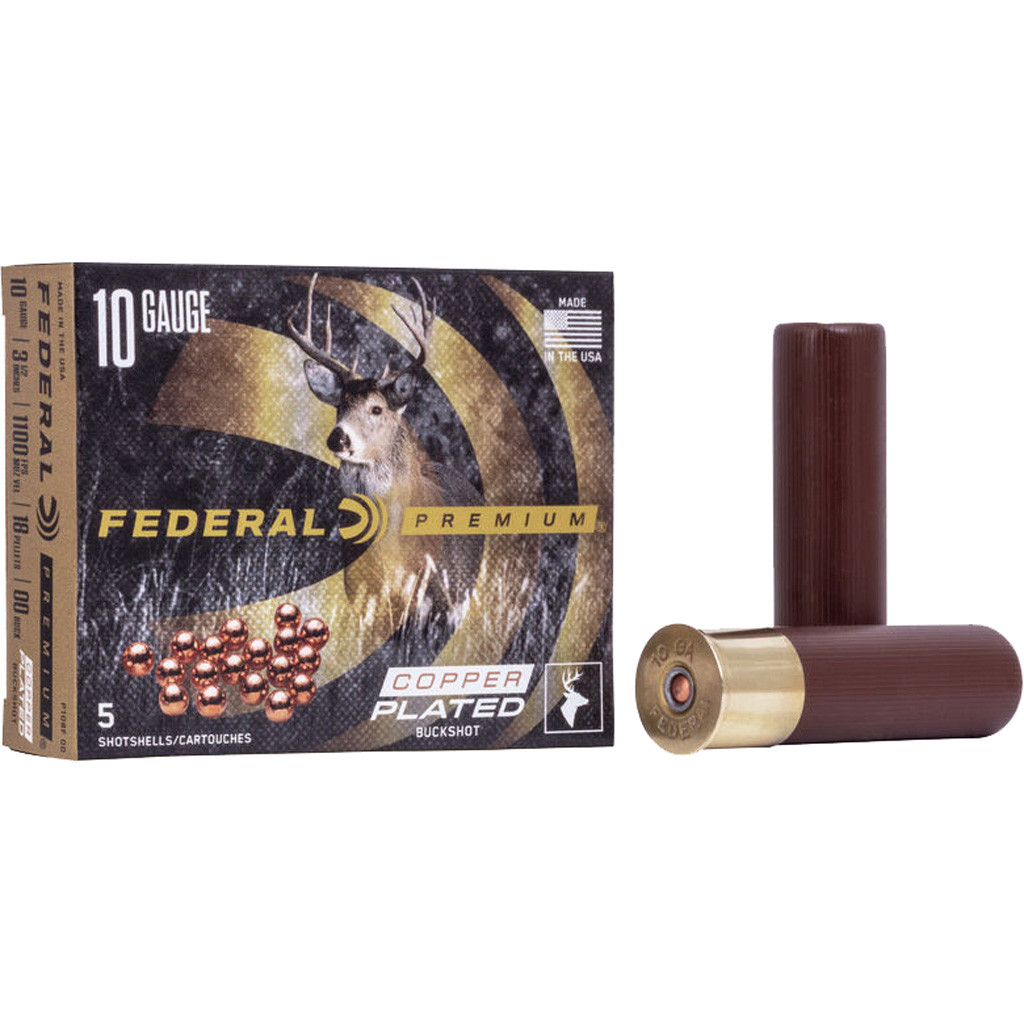 Federal Premium Vital Shok Shotgun Ammo 10 ga. 3.5 in. 18 Pellets 00 Buck 5 rd.
