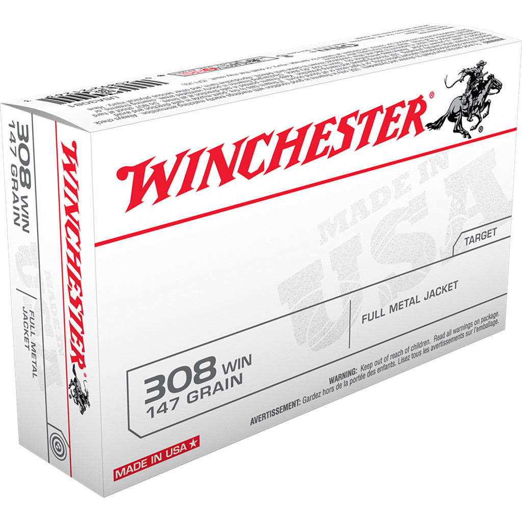 Winchester USA Rifle Ammo 308 Win. 147 gr. FMJBT 20 rd.