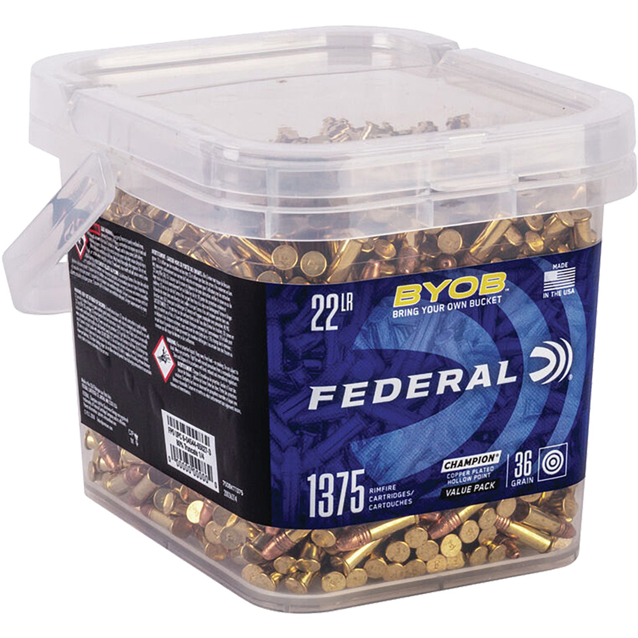 Federal Small Game Target BYOB Rimfire Ammo 22 LR 36 gr. Copper-Plated Hollow Point 1375 rd.