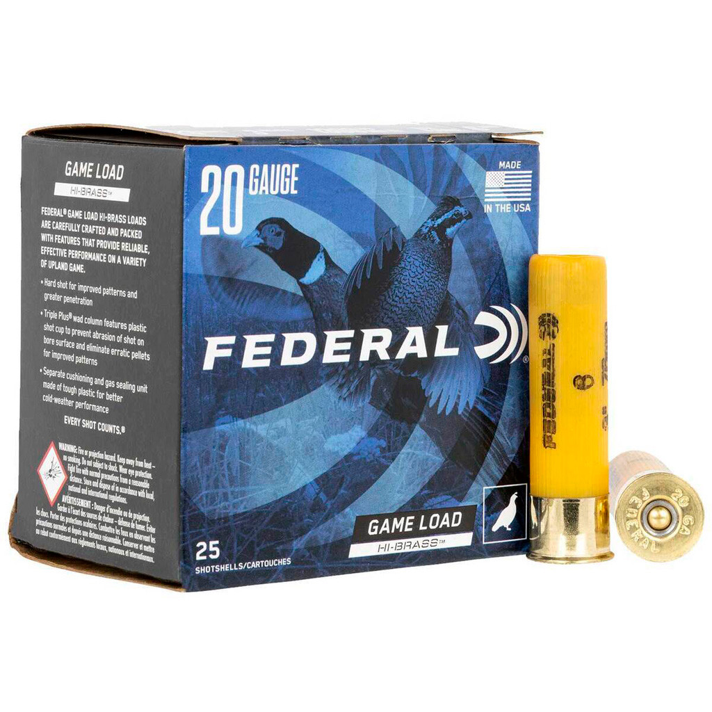 Federal Game Shok Hi Brass Load 20 ga. 3 in. 1 1/4 oz. 6 Shot 25 rd.