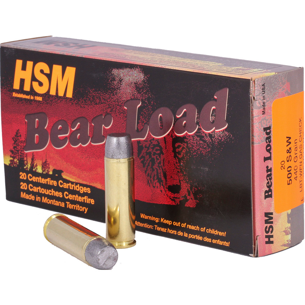 HSM Bear Load Ammunition 500 S&W Wide Flat Nose 440 gr. 20 rd.