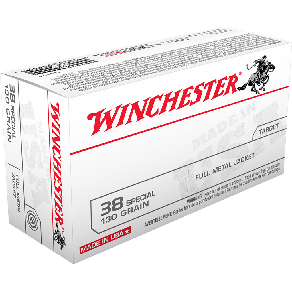 Winchester USA Pistol Ammo 38 Spl 130 gr. FMJ 50 rd.